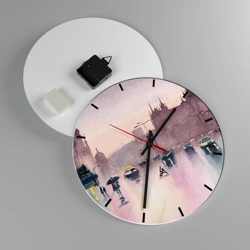 Wall clock - Clock on glass - In a Rainy Fog - 30x30 cm