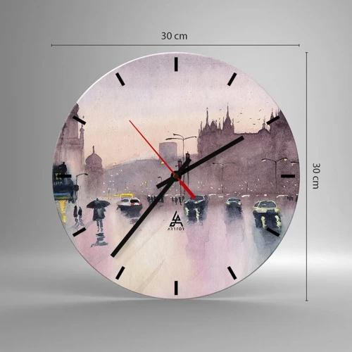 Wall clock - Clock on glass - In a Rainy Fog - 30x30 cm