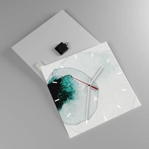 Wall clock - Clock on glass - In a Waterdrop - 40x40 cm