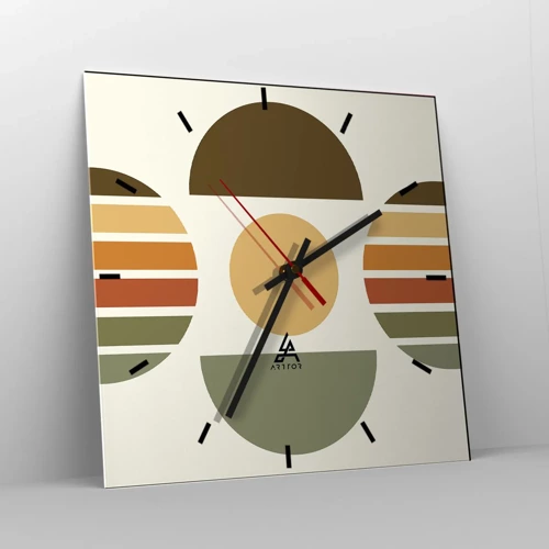 Wall clock - Clock on glass - In the Colours of Soli - 40x40 cm