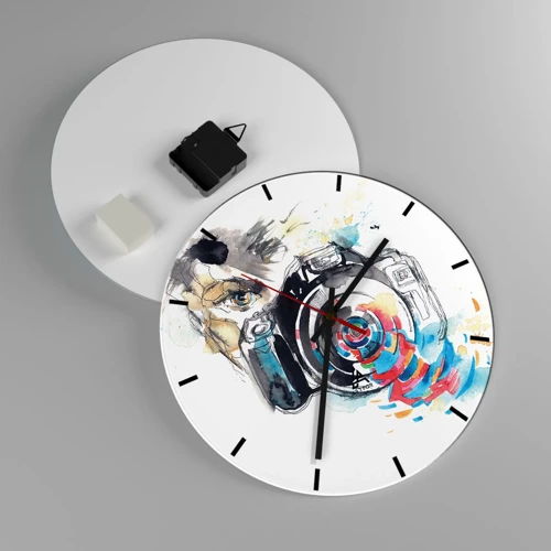 Wall clock - Clock on glass - In the Eye of the Lens - 30x30 cm