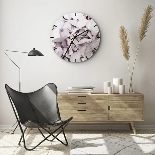 Wall clock - Clock on glass - In the Flood of Flowers - 30x30 cm