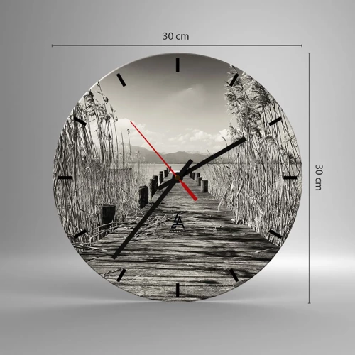 Wall clock - Clock on glass - In the Grass - 30x30 cm