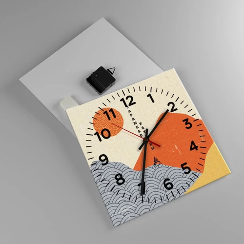 Wall clock - Clock on glass - In the Japanese Spirit - 30x30 cm