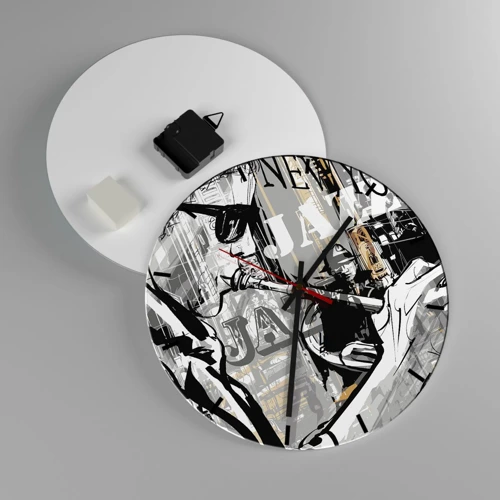 Wall clock - Clock on glass - In the Rhythm of New York - 30x30 cm