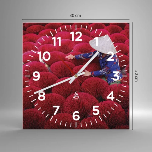 Wall clock - Clock on glass - In the Rice Field  - 30x30 cm