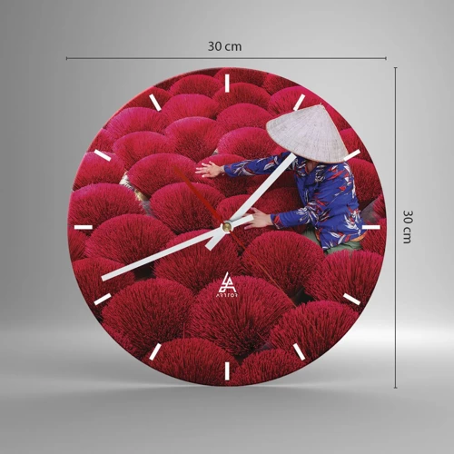 Wall clock - Clock on glass - In the Rice Field  - 30x30 cm