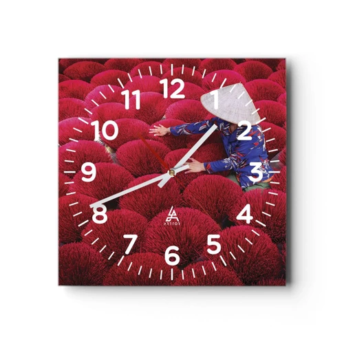 Wall clock - Clock on glass - In the Rice Field  - 40x40 cm