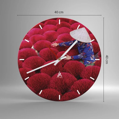 Wall clock - Clock on glass - In the Rice Field  - 40x40 cm