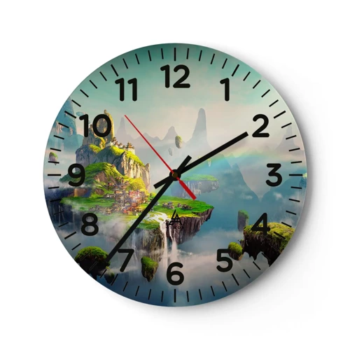 Wall clock - Clock on glass - Internal Heaven - Happy Islands - 30x30 cm