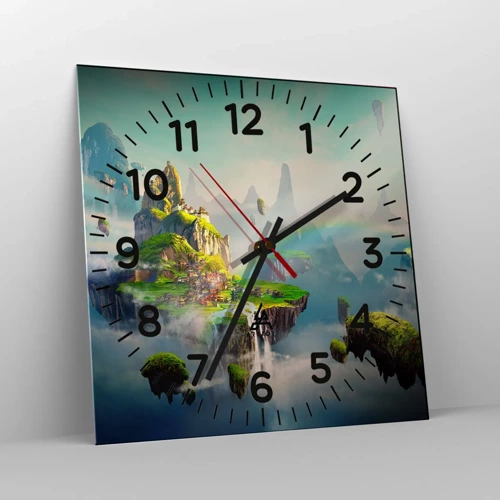 Wall clock - Clock on glass - Internal Heaven - Happy Islands - 40x40 cm