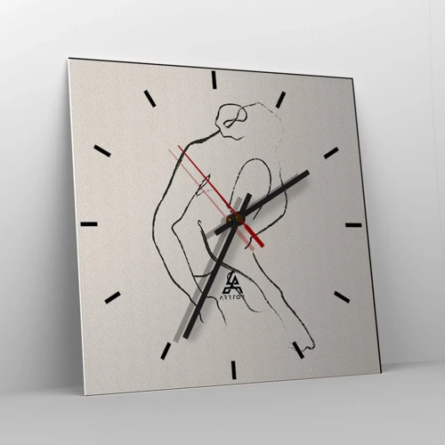 Wall clock - Clock on glass - Intimate Sketch - 30x30 cm