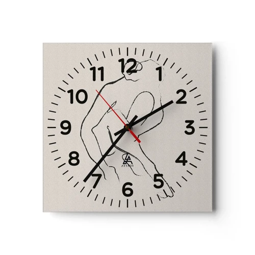 Wall clock - Clock on glass - Intimate Sketch - 30x30 cm