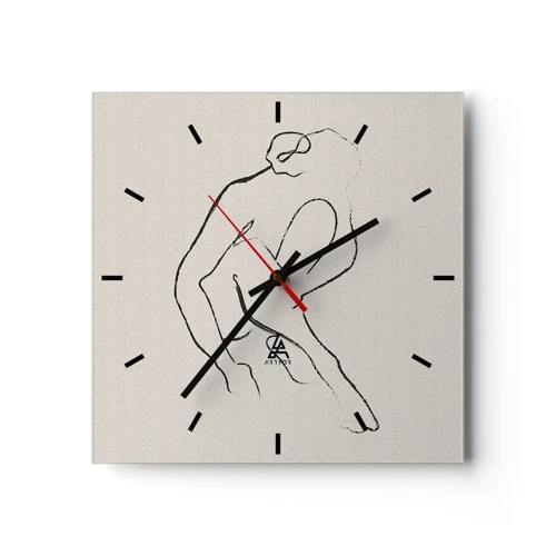 Wall clock - Clock on glass - Intimate Sketch - 40x40 cm
