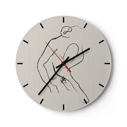 Wall clock - Clock on glass - Intimate Sketch - 40x40 cm
