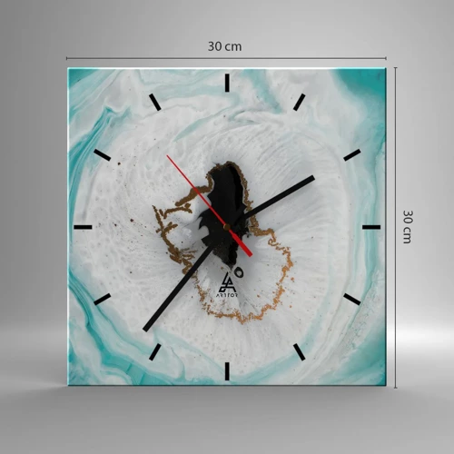 Wall clock - Clock on glass - Into de Deep - 30x30 cm