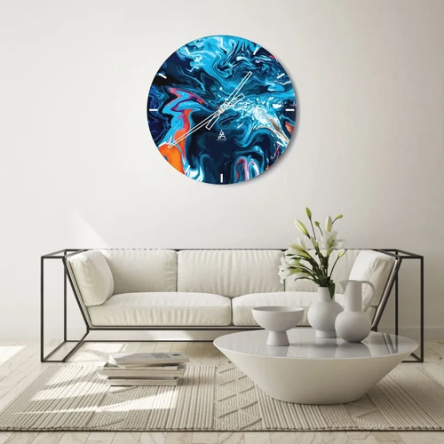 Wall clock - Clock on glass - Into the Interior of the Sky - 30x30 cm