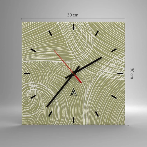 Wall clock - Clock on glass - Intricate Abstract in White - 30x30 cm