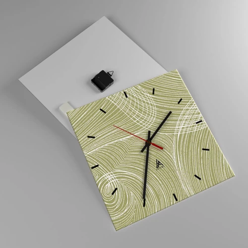 Wall clock - Clock on glass - Intricate Abstract in White - 40x40 cm