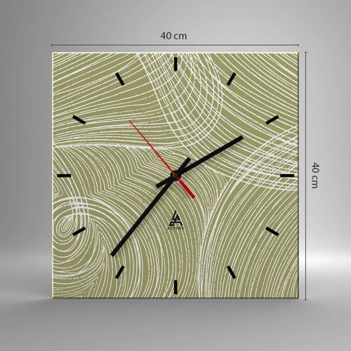 Wall clock - Clock on glass - Intricate Abstract in White - 40x40 cm