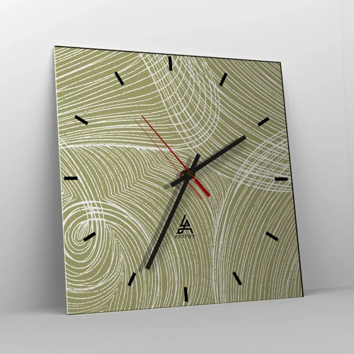 Wall clock - Clock on glass - Intricate Abstract in White - 40x40 cm