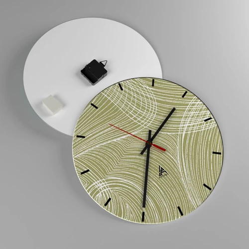 Wall clock - Clock on glass - Intricate Abstract in White - 40x40 cm