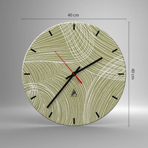 Wall clock - Clock on glass - Intricate Abstract in White - 40x40 cm