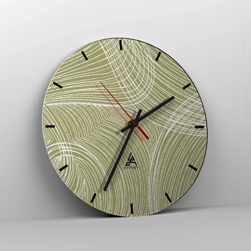 Wall clock - Clock on glass - Intricate Abstract in White - 40x40 cm