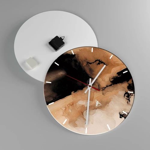 Wall clock - Clock on glass - Intriguing Abstract - 40x40 cm