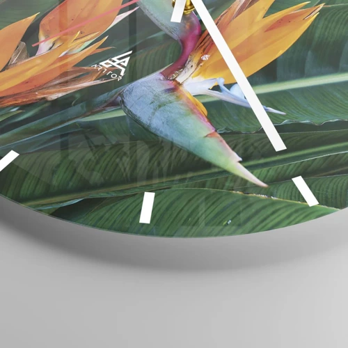 Wall clock - Clock on glass - Is It a Flower or a Bird? - 30x30 cm