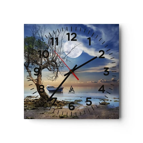 Wall clock - Clock on glass - Is this the Beginning or the End? - 30x30 cm