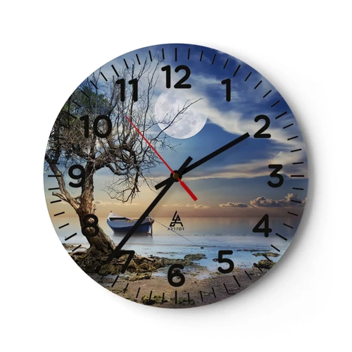 Wall clock - Clock on glass - Is this the Beginning or the End? - 30x30 cm