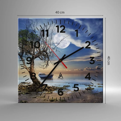 Wall clock - Clock on glass - Is this the Beginning or the End? - 40x40 cm