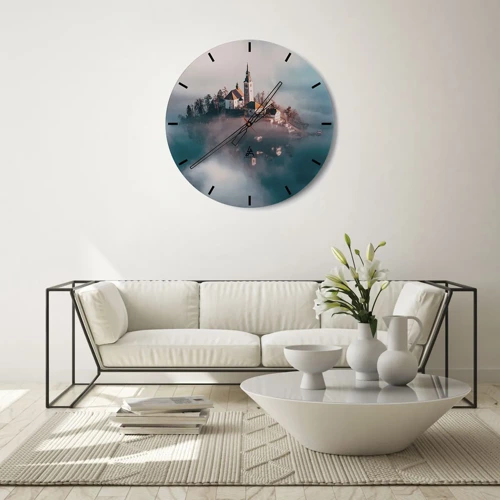 Wall clock - Clock on glass - Island of Dreams - 30x30 cm