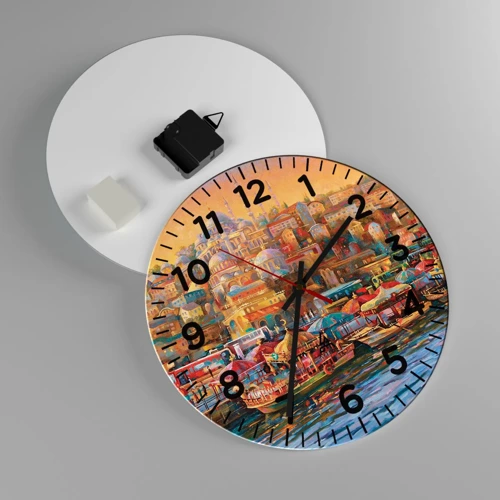 Wall clock - Clock on glass - Istanbul Story - 30x30 cm