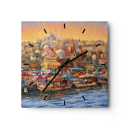 Wall clock - Clock on glass - Istanbul Story - 30x30 cm