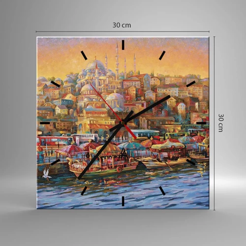 Wall clock - Clock on glass - Istanbul Story - 30x30 cm