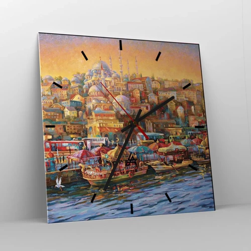 Wall clock - Clock on glass - Istanbul Story - 30x30 cm