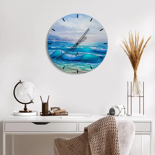 Wall clock - Clock on glass - It Brings Bliss - 30x30 cm