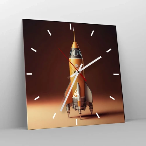 Wall clock - Clock on glass - It Starts with a Dream - 30x30 cm