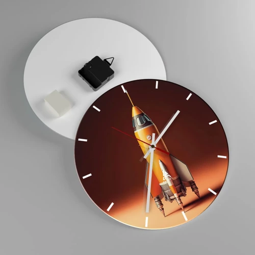 Wall clock - Clock on glass - It Starts with a Dream - 30x30 cm