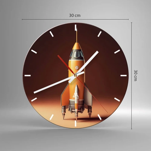 Wall clock - Clock on glass - It Starts with a Dream - 30x30 cm