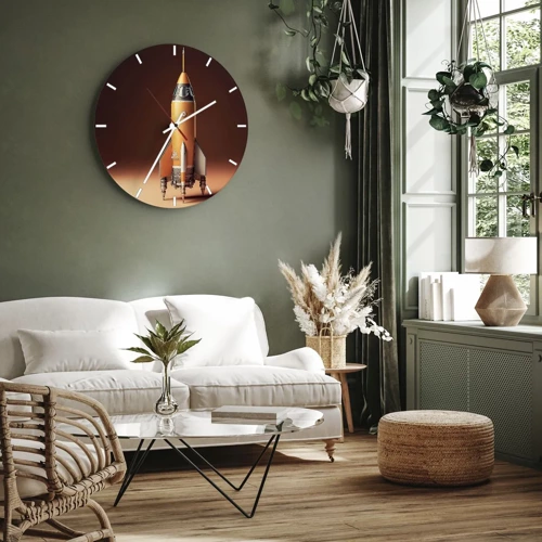 Wall clock - Clock on glass - It Starts with a Dream - 30x30 cm