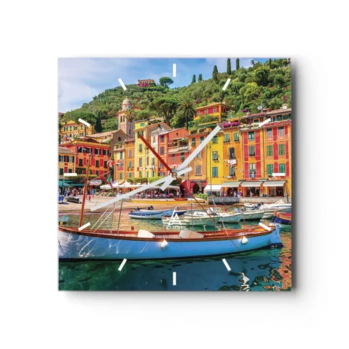 Wall clock - Clock on glass - Italian Morning - 40x40 cm