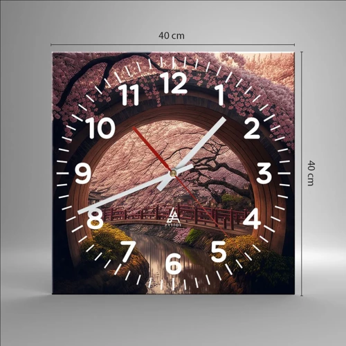 Wall clock - Clock on glass - Japanese Spring - 40x40 cm