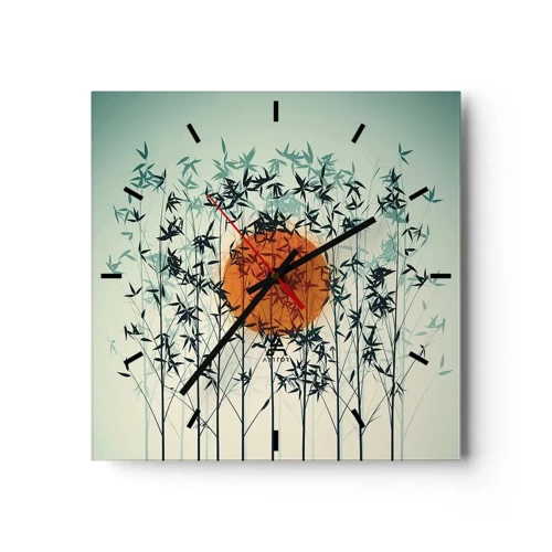 Wall clock - Clock on glass - Japanese Sun - 30x30 cm