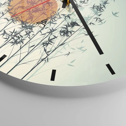 Wall clock - Clock on glass - Japanese Sun - 30x30 cm