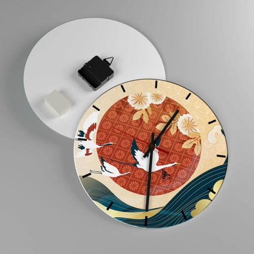 Wall clock - Clock on glass - Japanese Tale - 30x30 cm