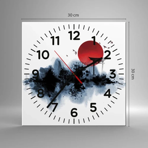 Wall clock - Clock on glass - Japanese View - 30x30 cm