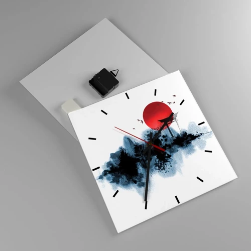 Wall clock - Clock on glass - Japanese View - 30x30 cm